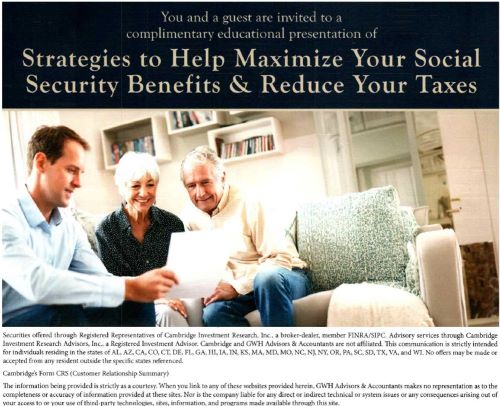 Taxes in Retirement-RSVP Listed Below-Free to Attend